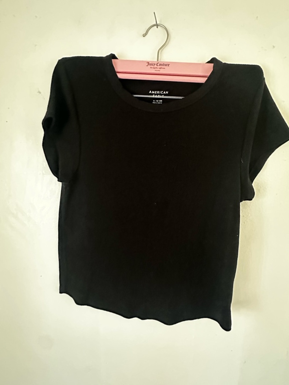 American Eagle Outfitters Black Ribbed Short Sleeve Tee